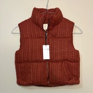 NWT Rust Colored Knit Puffer Vest Thread & Supply - Size S